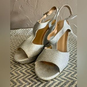 Silver wedge heels